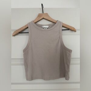 H&M Cream Ribbed High Neck Top